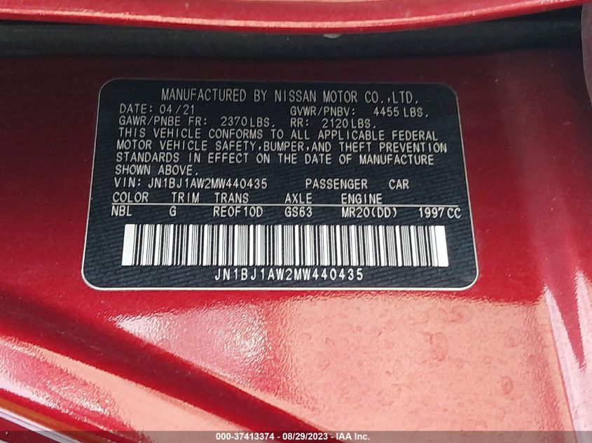 2021 NISSAN ROGUE SPORT S - JN1BJ1AW2MW440435
