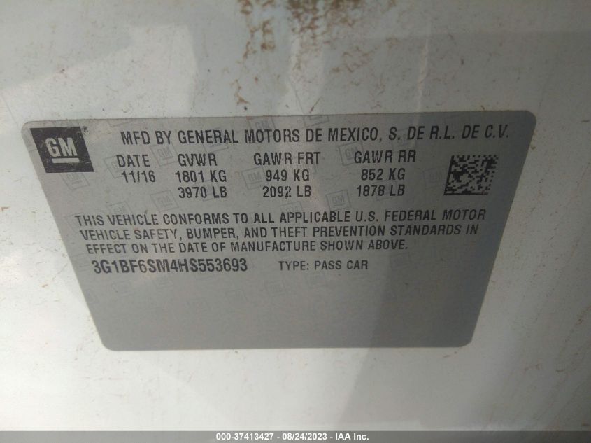 2017 CHEVROLET CRUZE PREMIER - 3G1BF6SM4HS553693