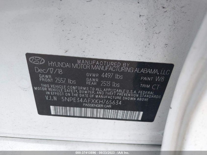 2019 HYUNDAI SONATA SPORT - 5NPE34AFXKH765634