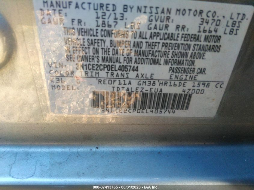2014 NISSAN VERSA NOTE S/S PLUS/SV/SL - 3N1CE2CP0EL405744