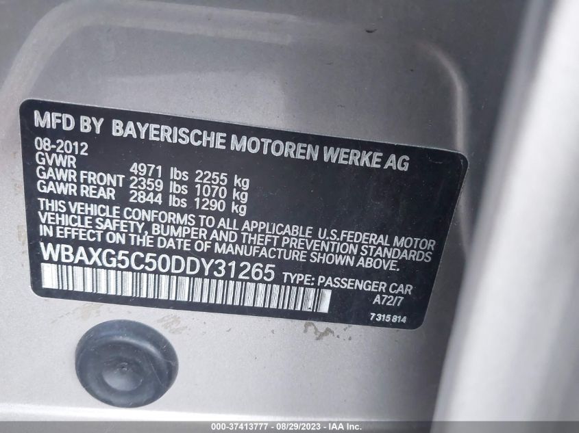 2013 BMW 5 SERIES 528I - WBAXG5C50DDY31265