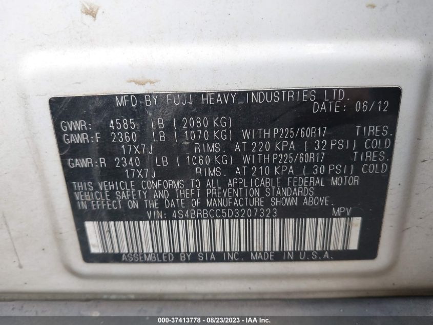 2013 SUBARU OUTBACK 2.5I PREMIUM - 4S4BRBCC5D3207323