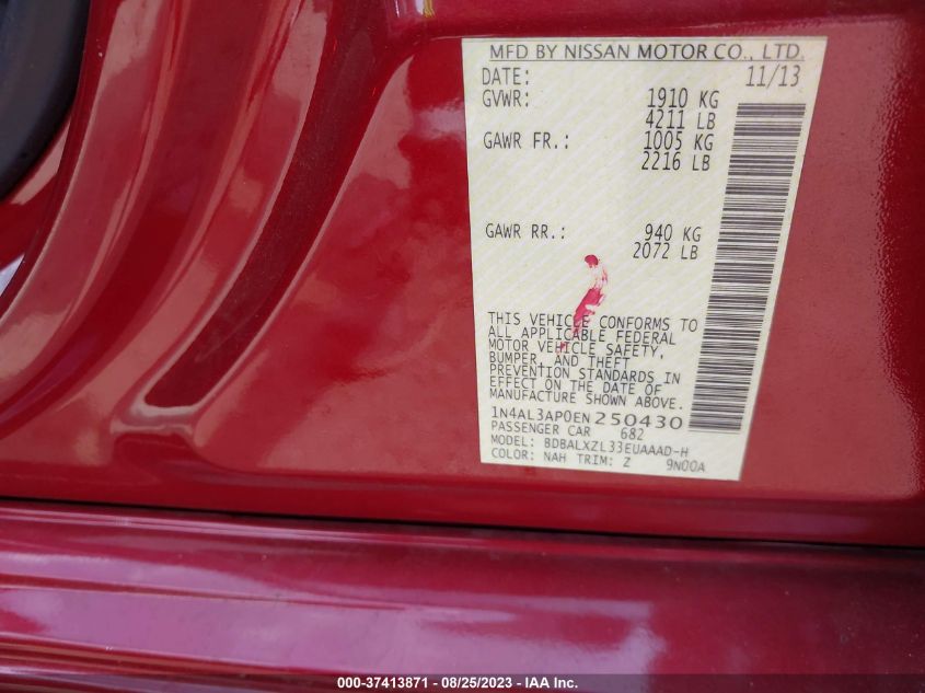 2014 NISSAN ALTIMA 2.5 SL - 1N4AL3AP0EN250430