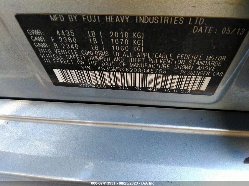 2013 SUBARU LEGACY 2.5I LIMITED - 4S3BMBK62D3048758