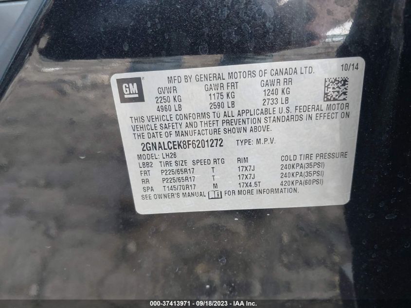2015 CHEVROLET EQUINOX LT - 2GNALCEK8F6201272