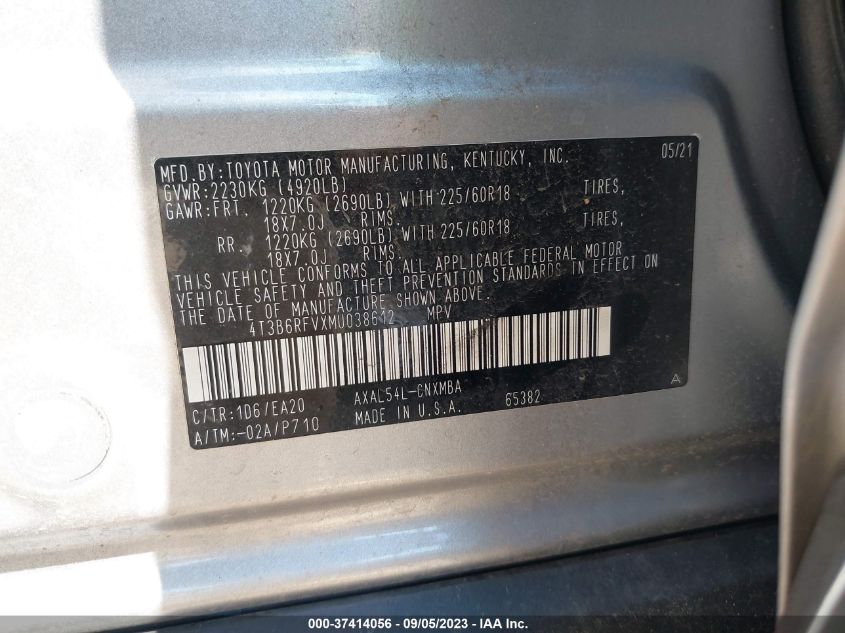 2021 TOYOTA RAV4 HYBRID - 4T3B6RFVXMU038612