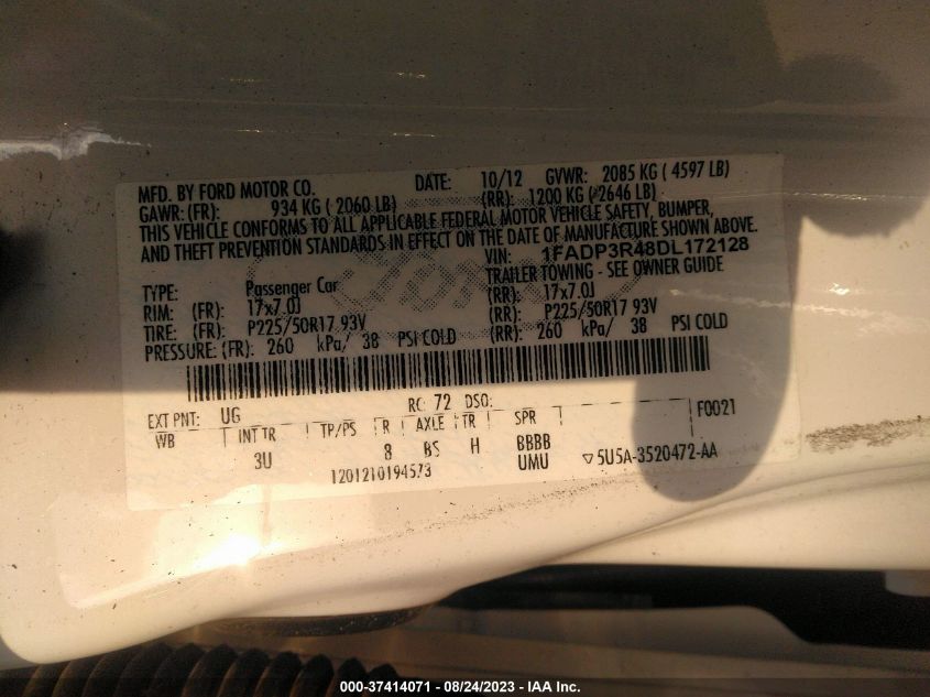 2013 FORD FOCUS ELECTRIC - 1FADP3R48DL172128