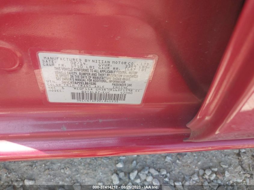 2014 NISSAN VERSA S/S PLUS/SV/SL - 3N1CN7AP2EL861535