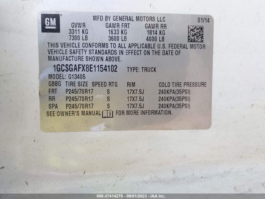 2014 CHEVROLET EXPRESS CARGO VAN - 1GCSGAFX8E1154102