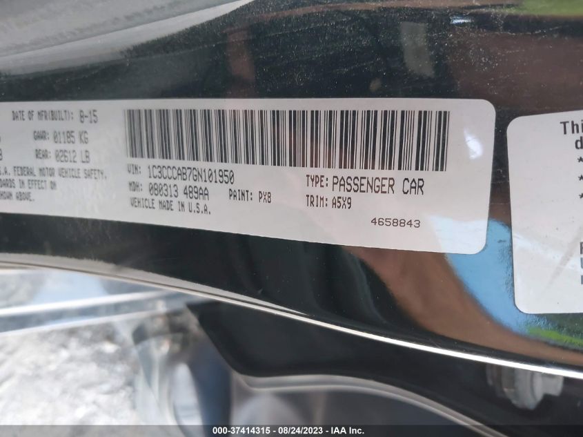 2016 CHRYSLER 200 LIMITED - 1C3CCCAB7GN101950