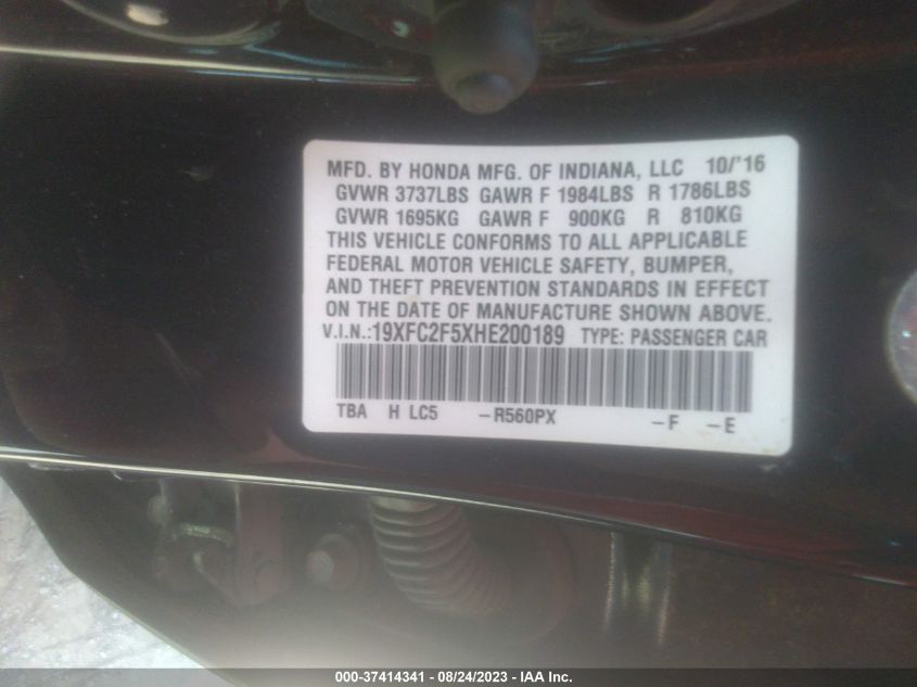 2017 HONDA CIVIC SEDAN LX - 19XFC2F5XHE200189