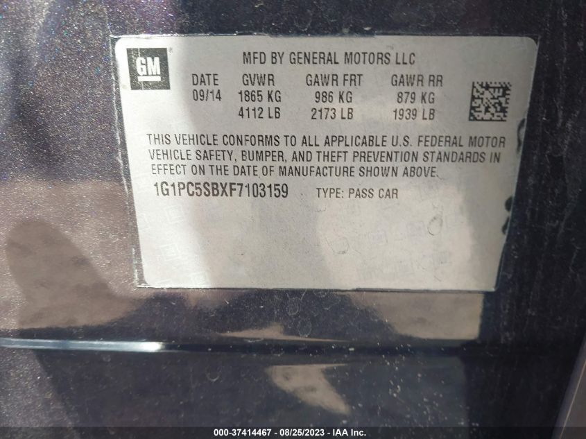 2015 CHEVROLET CRUZE LT - 1G1PC5SBXF7103159