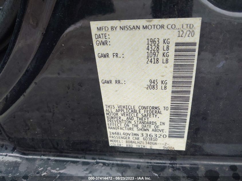 2021 NISSAN ALTIMA 2.5 SV - 1N4BL4DV3MN336320