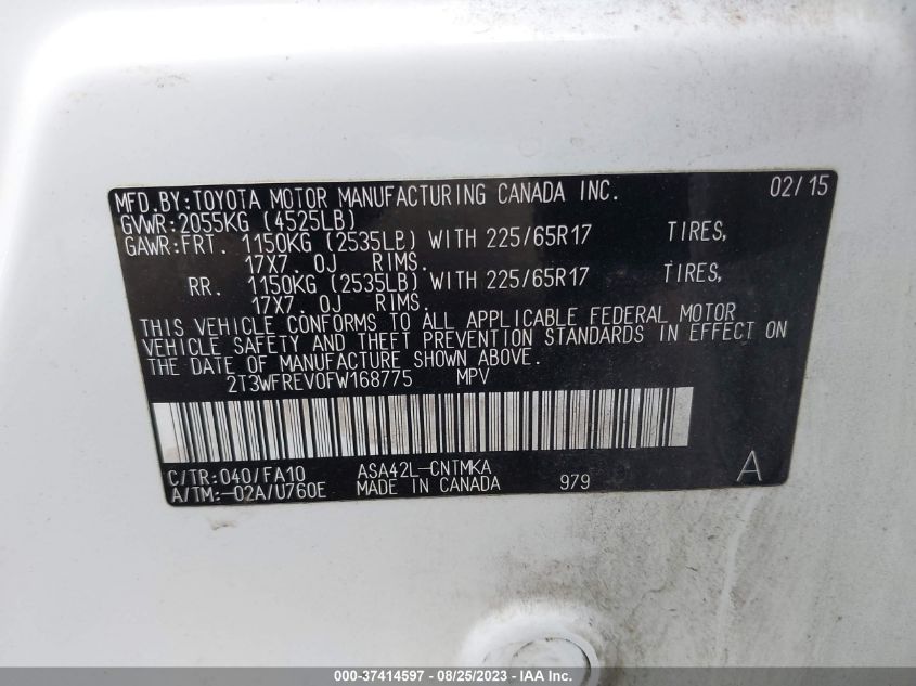 2015 TOYOTA RAV4 XLE - 2T3WFREV0FW168775