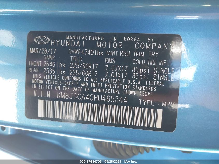 2017 HYUNDAI TUCSON SE - KM8J3CA40HU465344