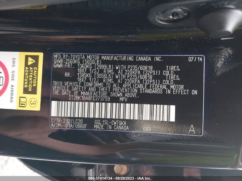 2015 LEXUS RX 350 - 2T2BK1BA8FC273759
