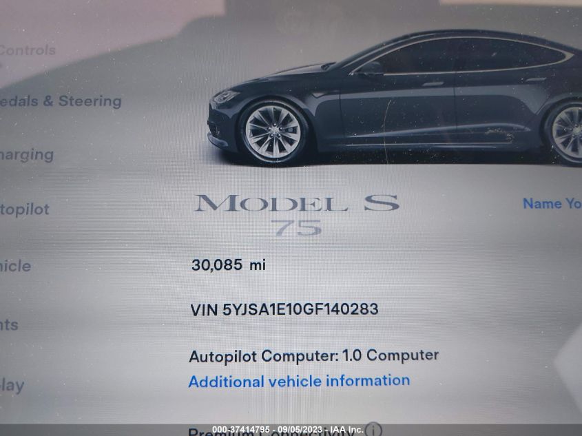 2016 TESLA MODEL S 70 KWH - 5YJSA1E10GF140283