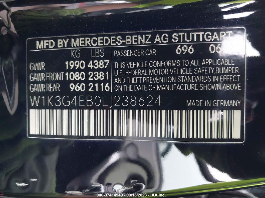 2020 MERCEDES-BENZ A-CLASS A 220 - W1K3G4EB0LJ238624