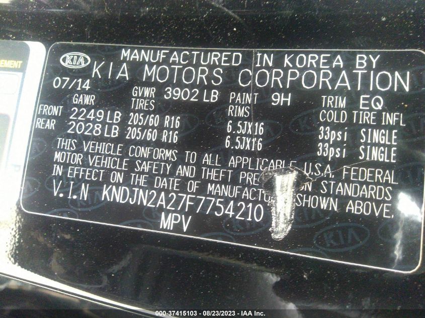 2015 KIA SOUL BASE - KNDJN2A27F7754210