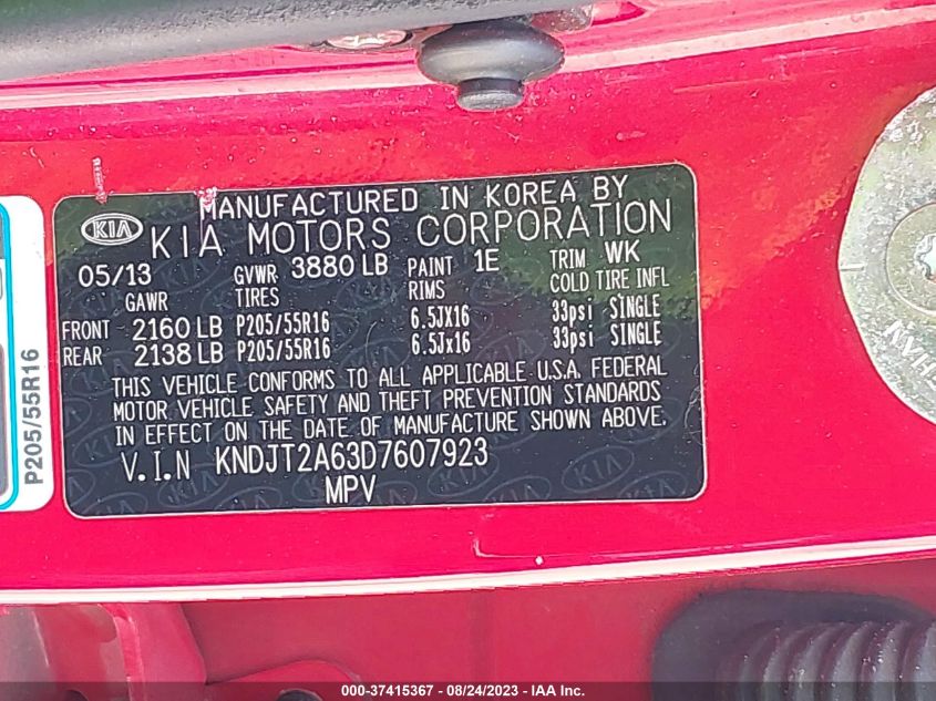 2013 KIA SOUL + - KNDJT2A63D7607923
