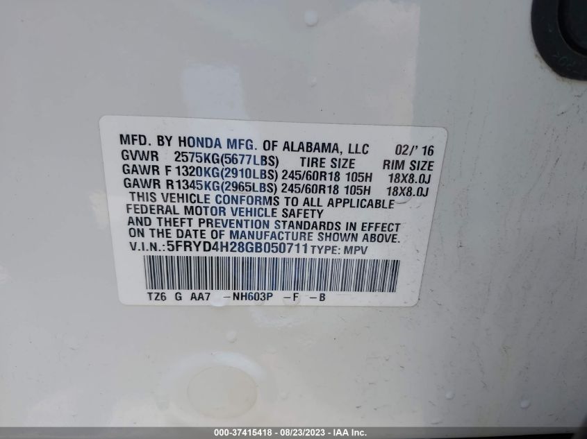 2016 ACURA MDX - 5FRYD4H28GB050711