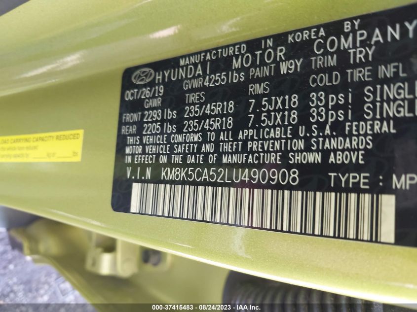 2020 HYUNDAI KONA ULTIMATE - KM8K5CA52LU490908