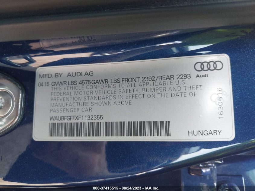 2015 AUDI S3/A3 2.0T PREMIUM WAUBFGFFXF1132355