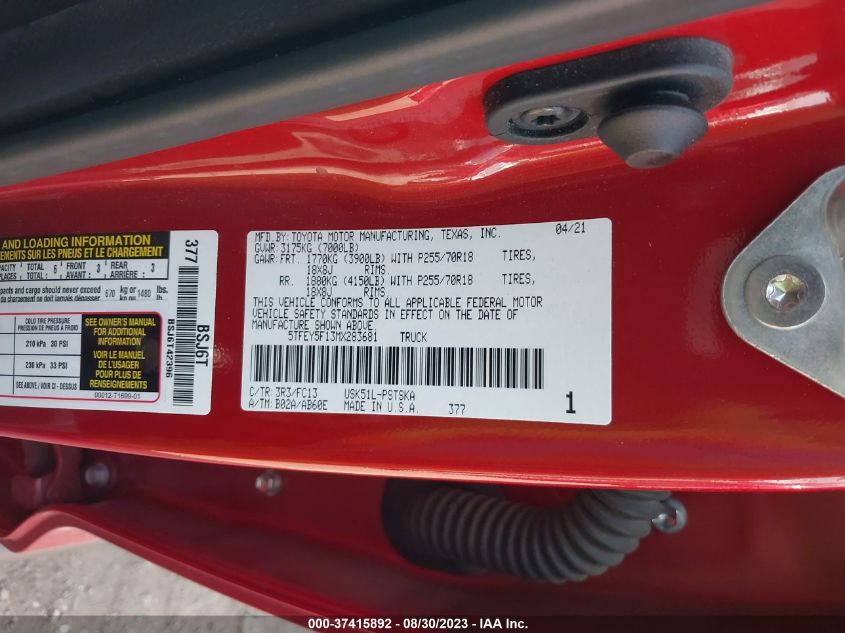 2021 TOYOTA TUNDRA 2WD SR5 5TFEY5F13MX283681