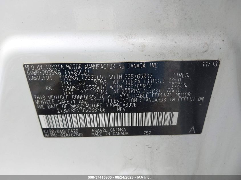 2013 TOYOTA RAV4 XLE - 2T3WFREV1DW066706