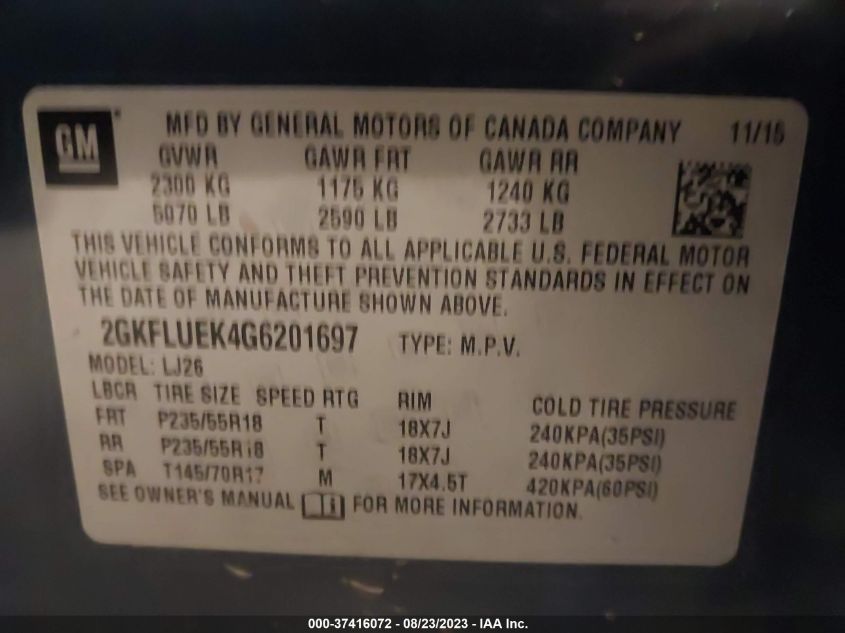2016 GMC TERRAIN SLT - 2GKFLUEK4G6201697