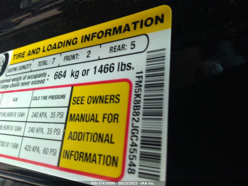 2018 FORD EXPLORER BASE - 1FM5K8B82JGC45548