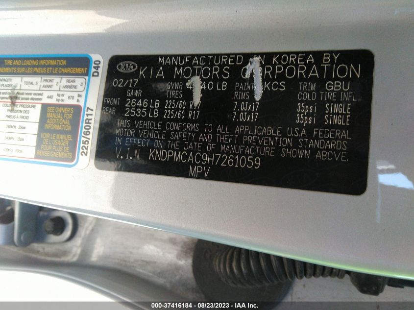 2017 KIA SPORTAGE LX - KNDPMCAC9H7261059