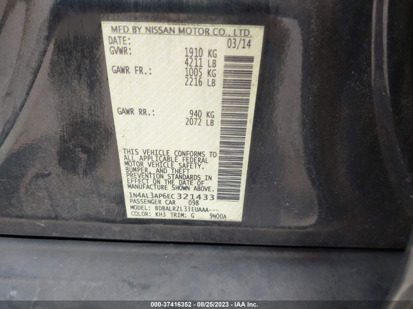 2014 NISSAN ALTIMA 2.5 - 1N4AL3AP6EC321433