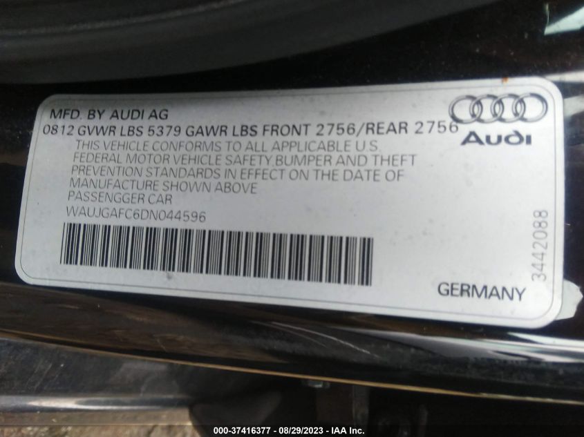 2013 AUDI A6 3.0T PRESTIGE - WAUJGAFC6DN044596