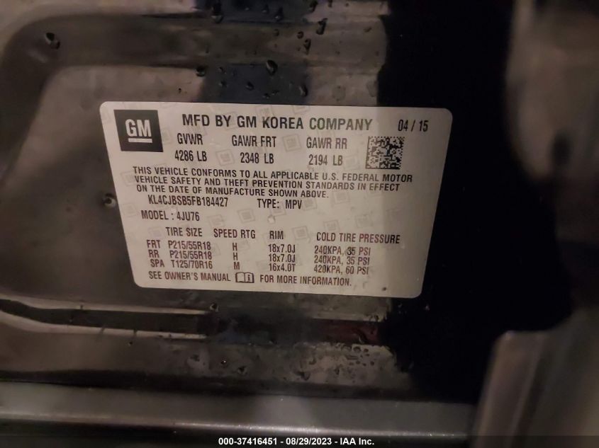 2015 BUICK ENCORE CONVENIENCE - KL4CJBSB5FB184427