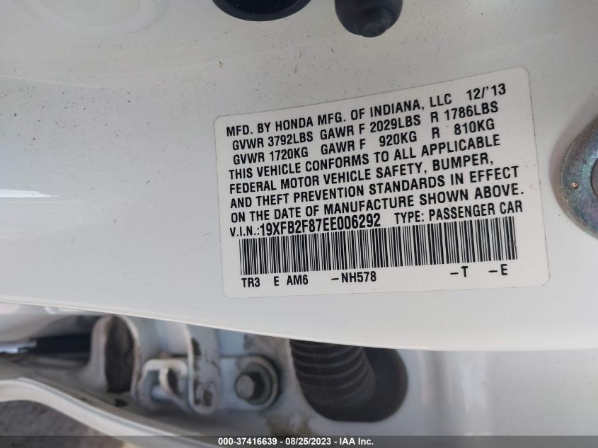2014 HONDA CIVIC SEDAN EX - 19XFB2F87EE006292