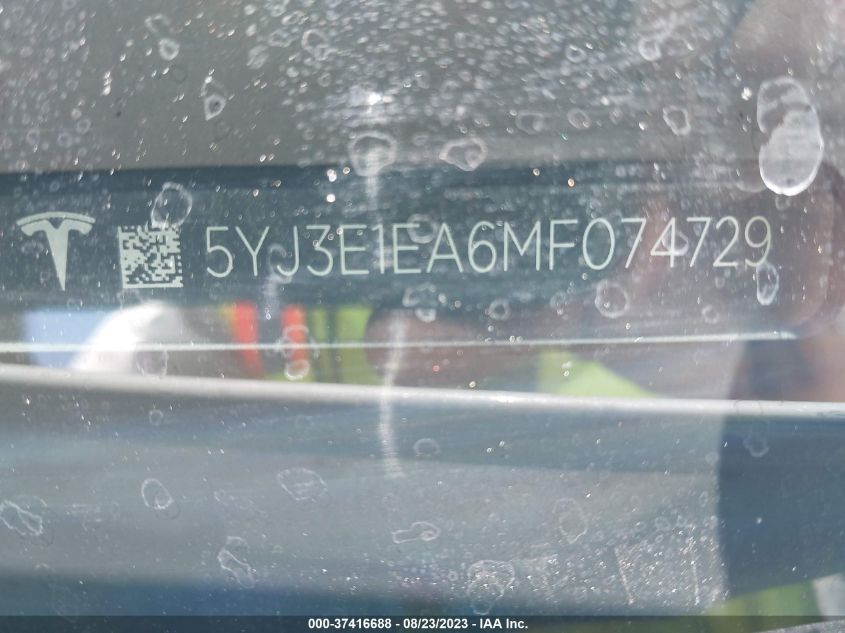 2021 TESLA MODEL 3 STANDARD RANGE PLUS - 5YJ3E1EA6MF074729