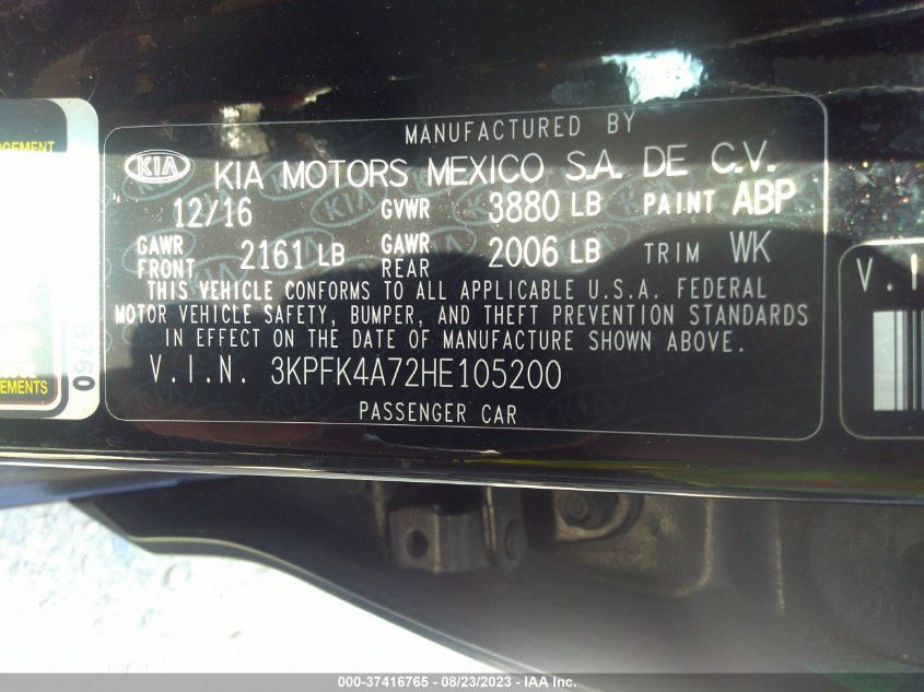 2017 KIA FORTE LX - 3KPFK4A72HE105200