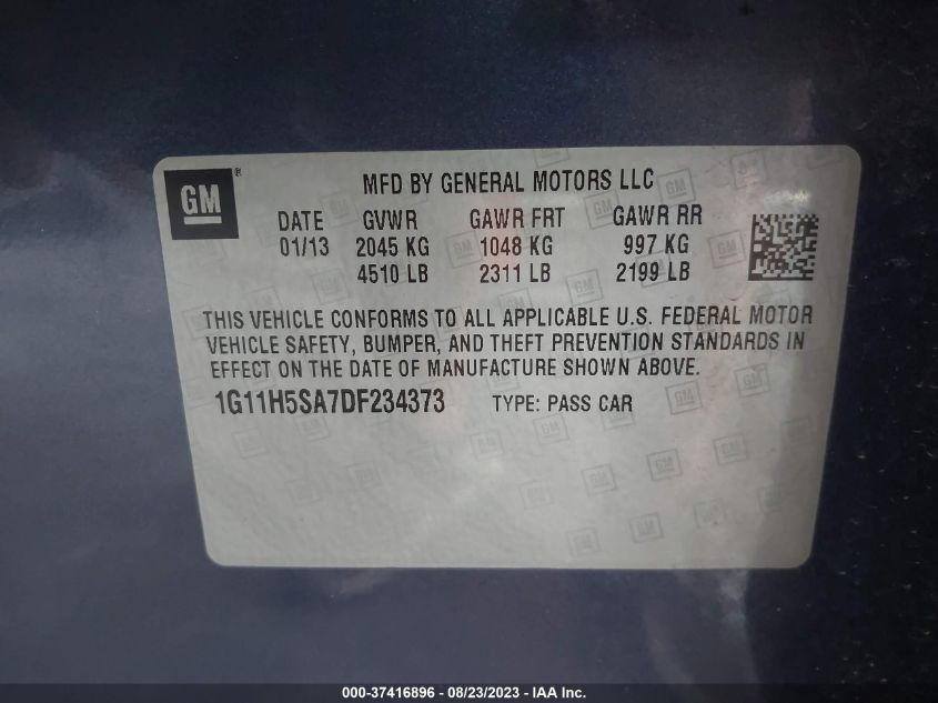2013 CHEVROLET MALIBU LTZ - 1G11H5SA7DF234373