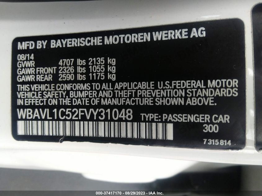 2015 BMW X1 XDRIVE28I - WBAVL1C52FVY31048