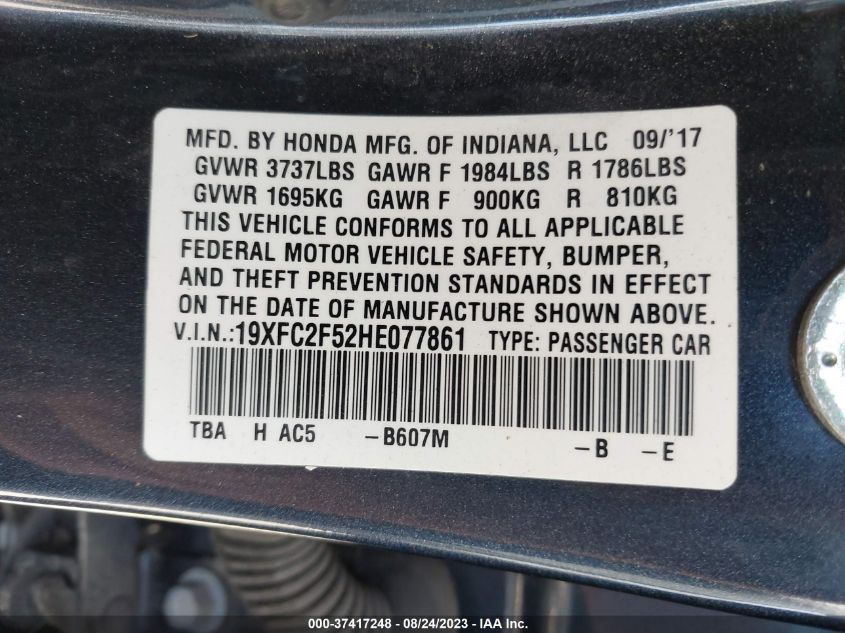 2017 HONDA CIVIC SEDAN LX - 19XFC2F52HE077861
