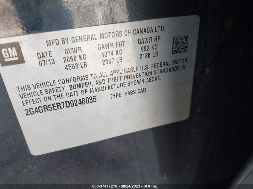 2013 BUICK REGAL BASE - 2G4GR5ER7D9248035