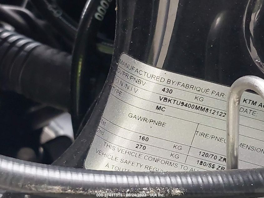 2021 KTM 890 DUKE R VBKTU9400MM812122