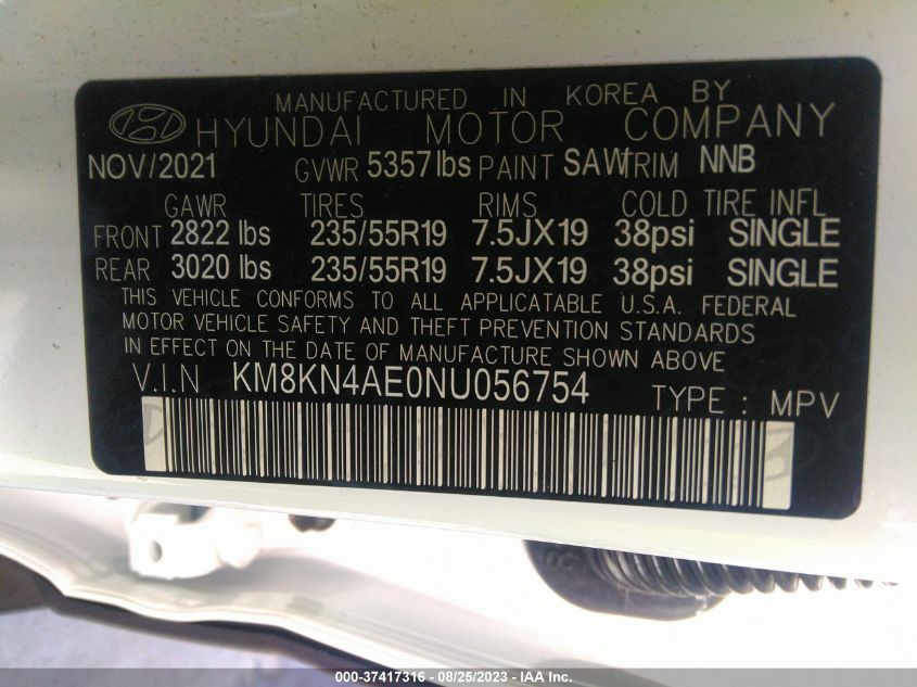 KM8KN4AE0NU056754 Hyundai Ioniq 5 SEL 9