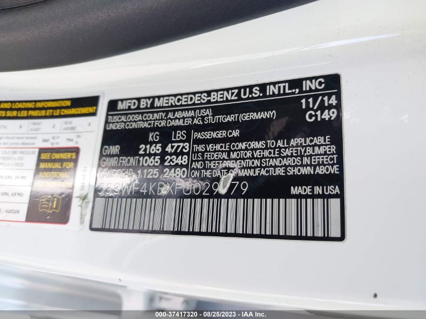 2015 MERCEDES-BENZ C-CLASS C 300 - 55SWF4KBXFU029979