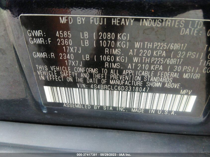 2013 SUBARU OUTBACK 2.5I LIMITED - 4S4BRCLC6D3318047