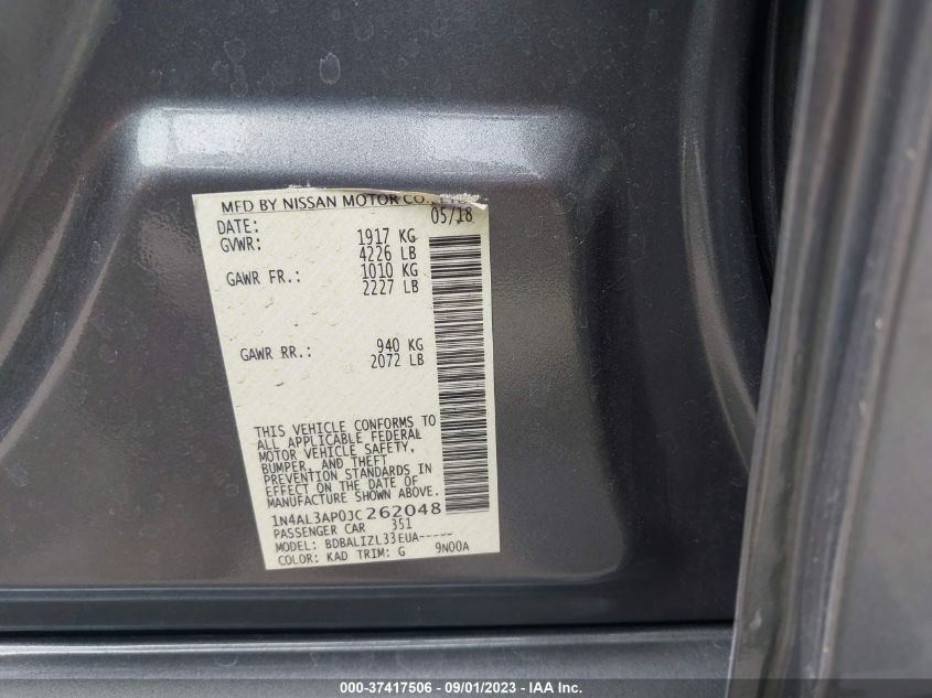 2018 NISSAN ALTIMA 2.5 SV - 1N4AL3AP0JC262048