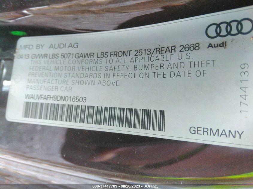 2013 AUDI A5 PRESTIGE - WAUVFAFH9DN016503