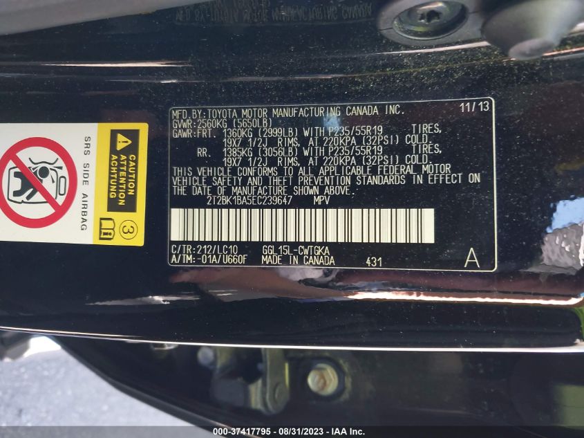 2014 LEXUS RX 350 - 2T2BK1BA5EC239647
