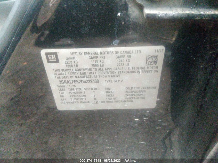 2013 CHEVROLET EQUINOX LTZ - 2GNALFEK2D6222438